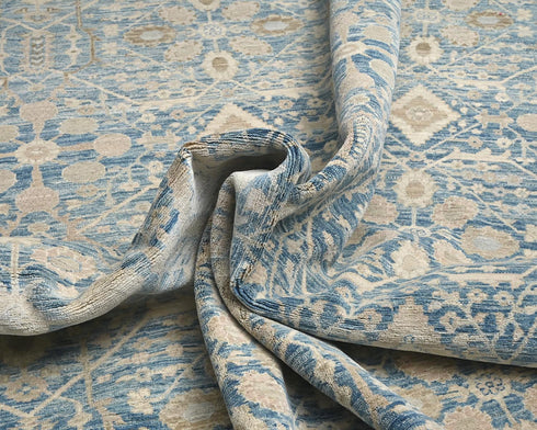 8x10 Blue Chobi Fine Quality Afghan Hand Knotted Wool Area Rug
